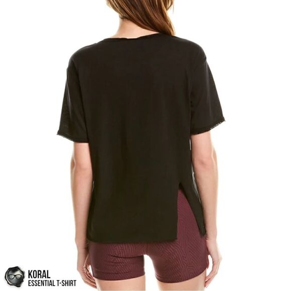 KORAL ESSENTIAL SPLIT BACK BLACK T-SHIRT ATHLETIC WORKOUT TEE WOMEN’S SIZE SMALL - Picture 1 of 15